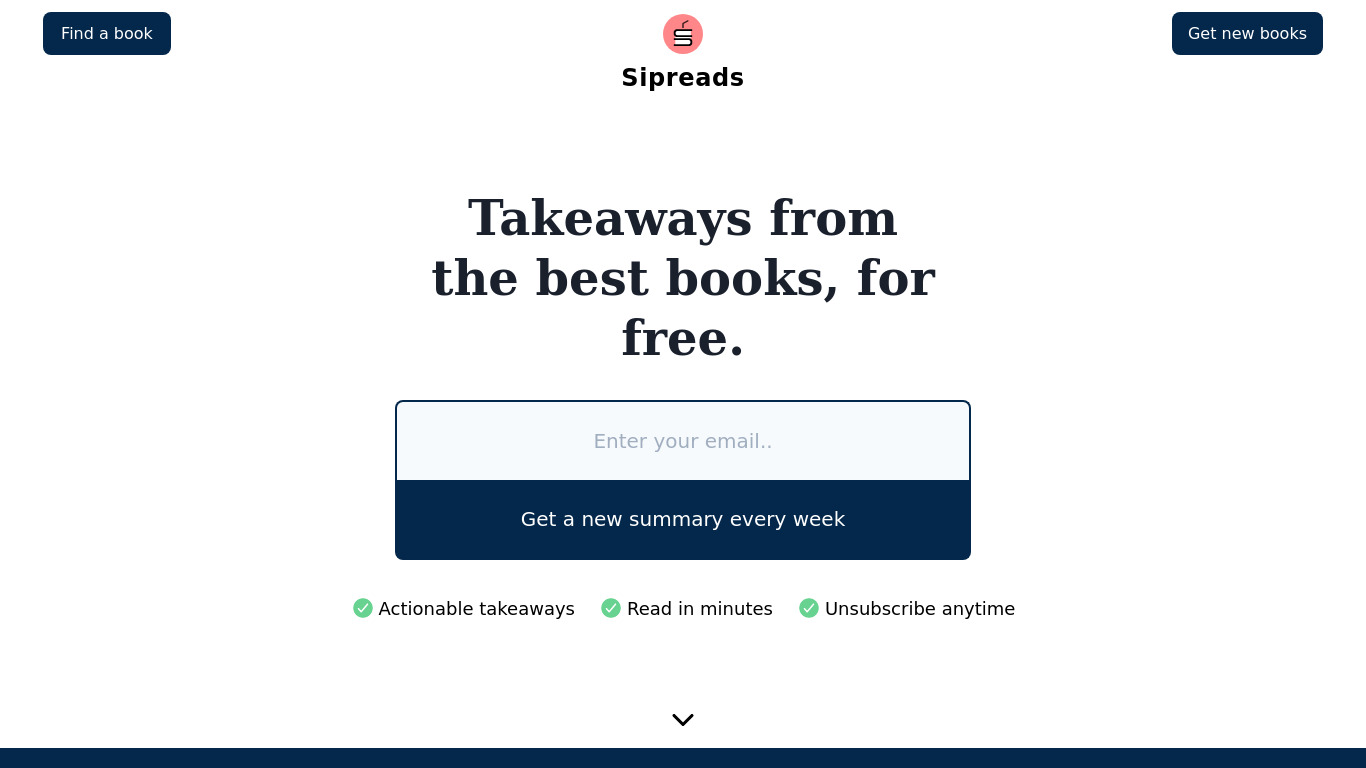 Sipreads Landing page