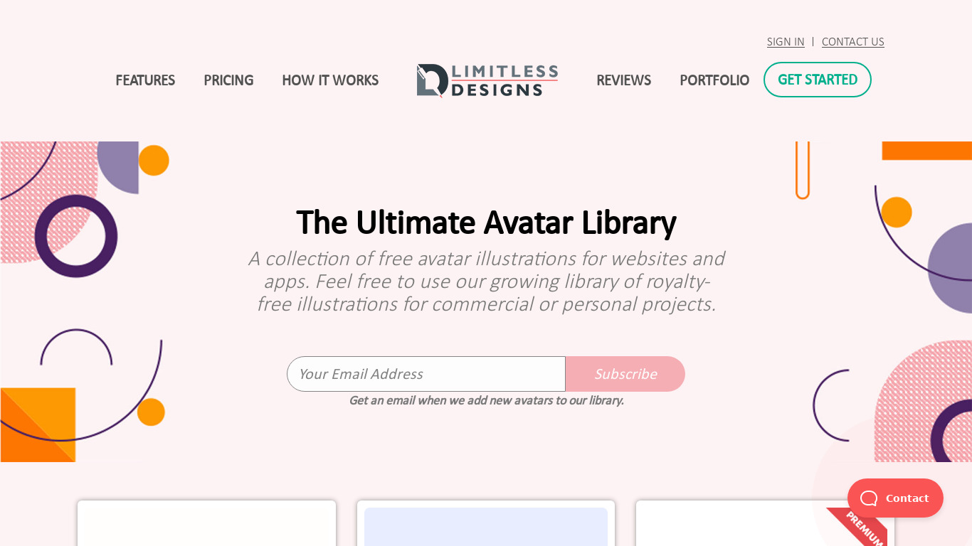 Ultimate Avatar Library Landing page
