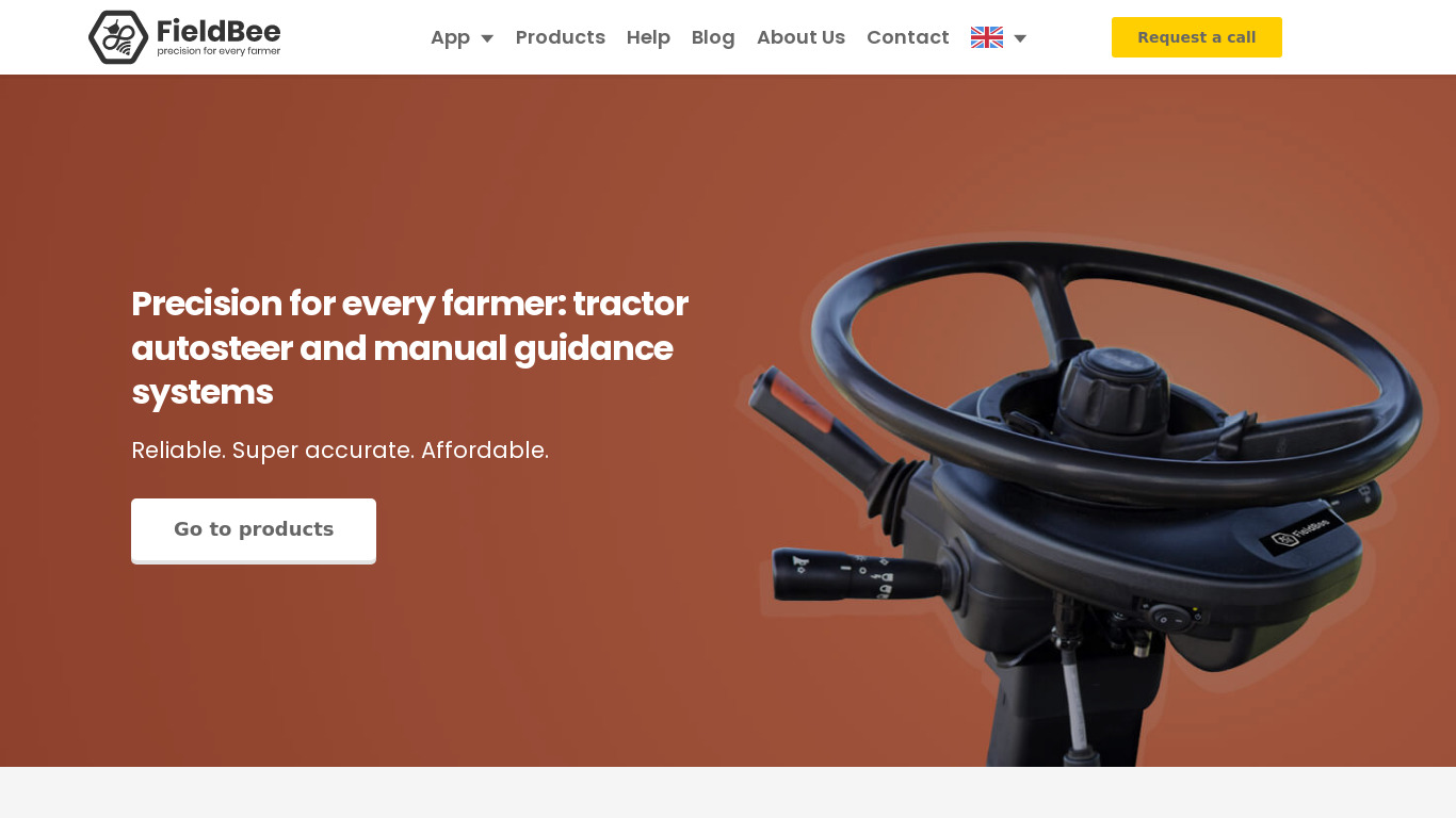 FieldBee tractor GPS navigation Landing page