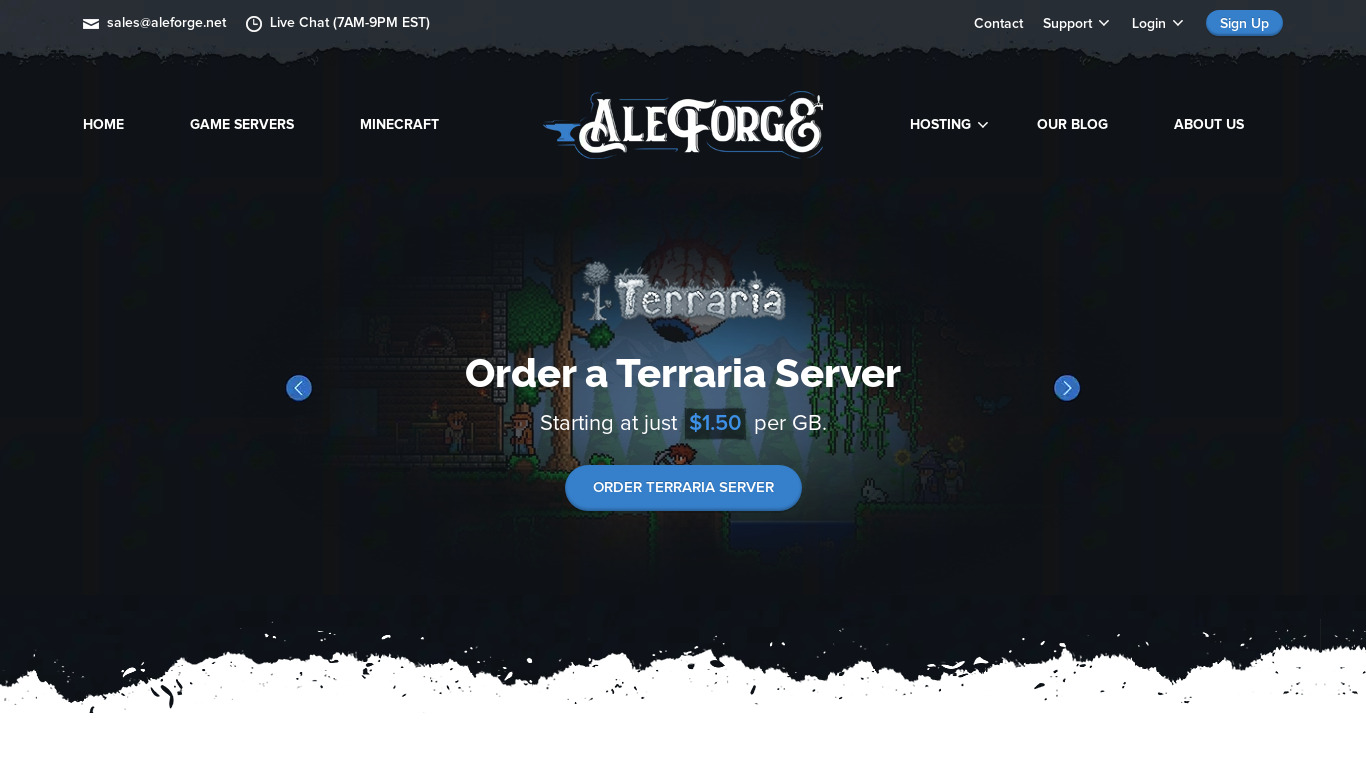 AleForge Landing page