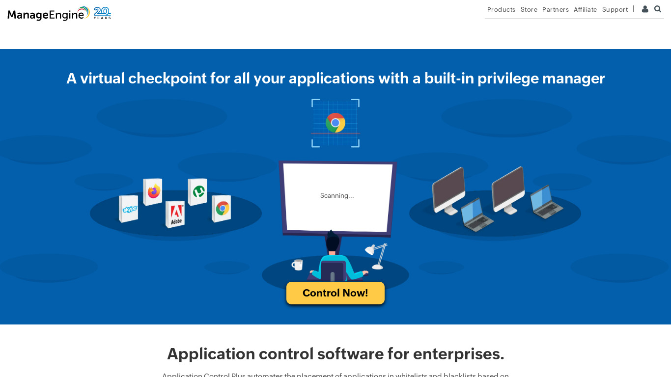 ManageEngine Application Control Plus Landing page