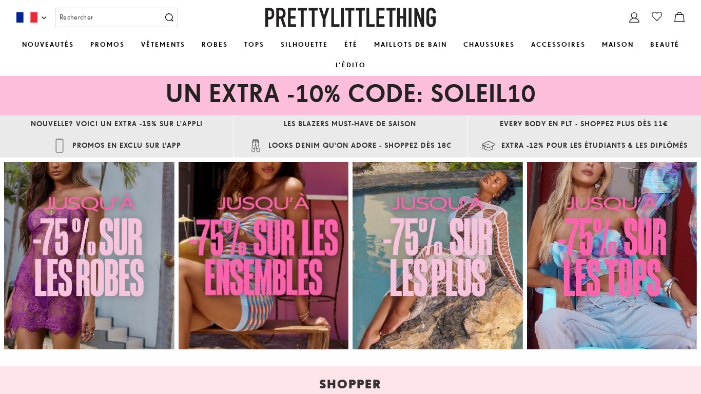 PrettyLittleThing Landing page