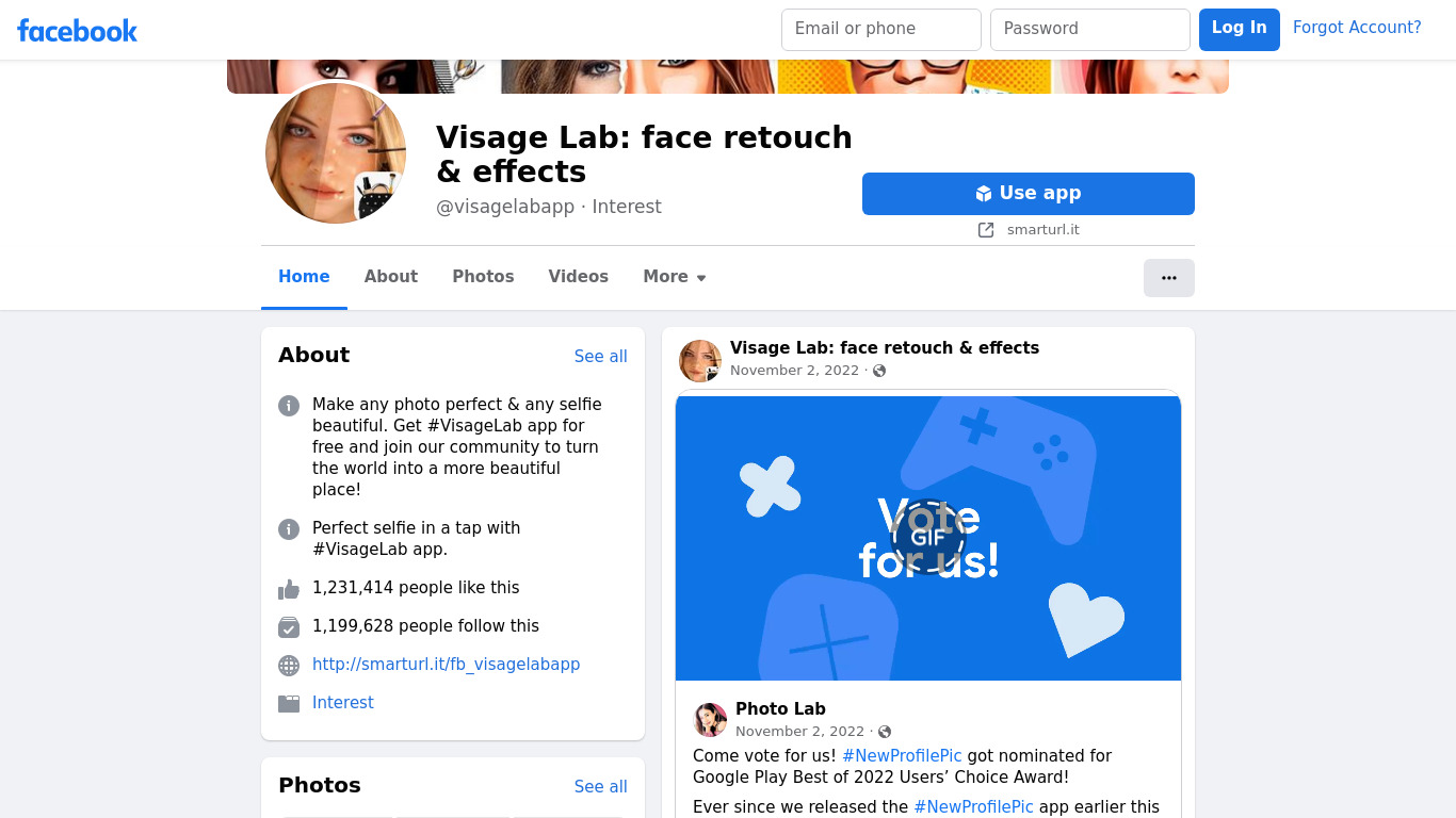 Visage Lab Landing page
