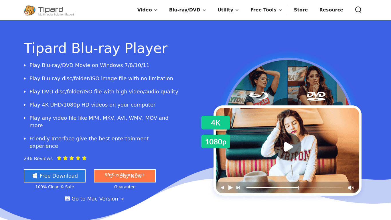 Tipard Blu-ray Player Landing page