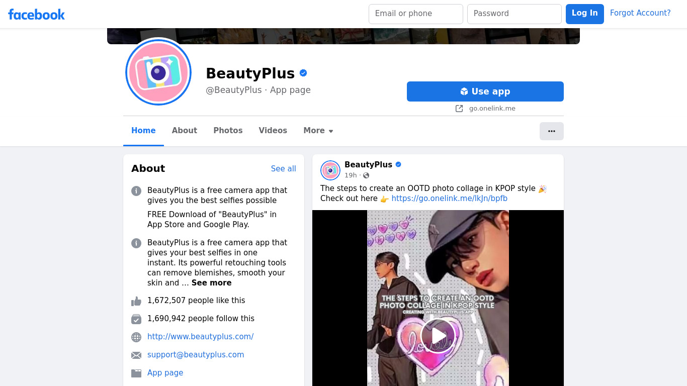 BeautyPlus Landing page
