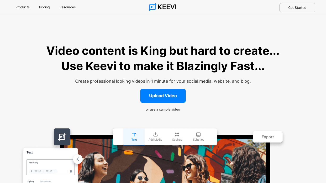 Keevi.io Landing page