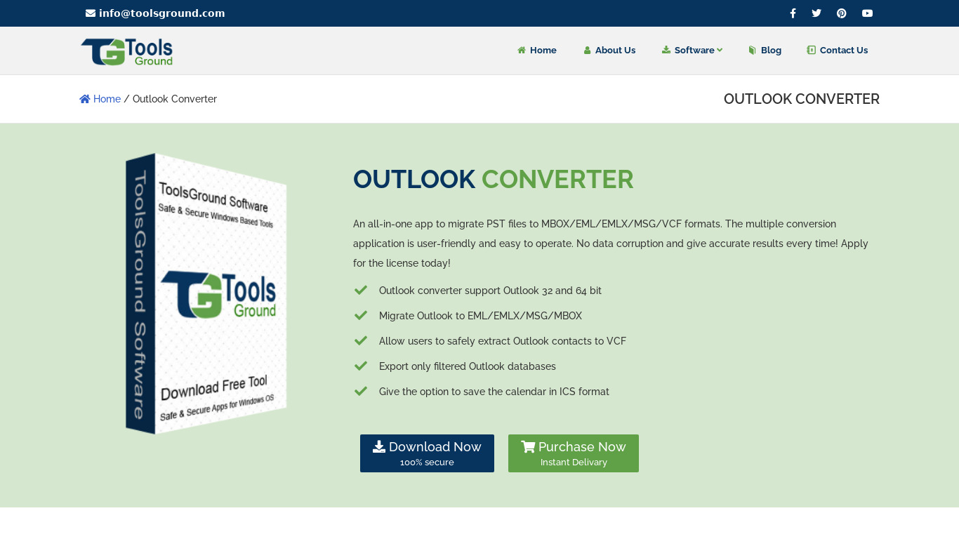 ToolsGround Outlook Converter Landing page