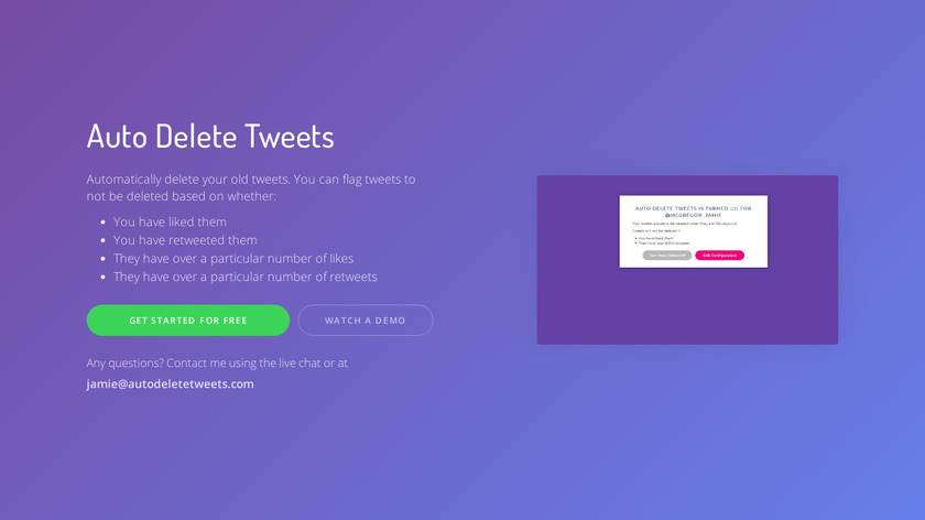 AutoDeleteTweets Landing Page