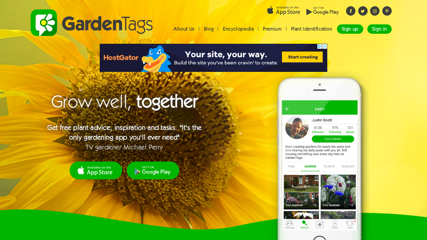 Garden Tags Landing page