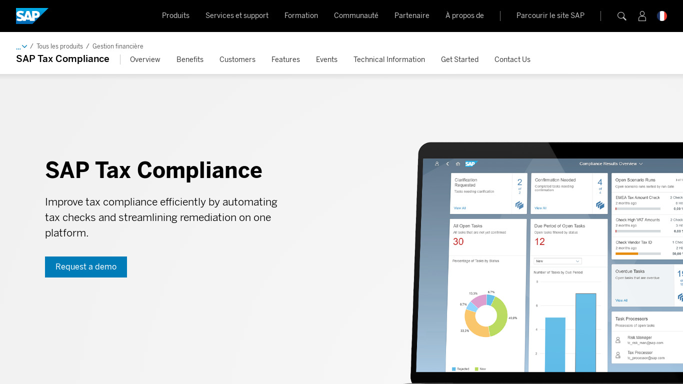 SAP Tax Compliance Landing page