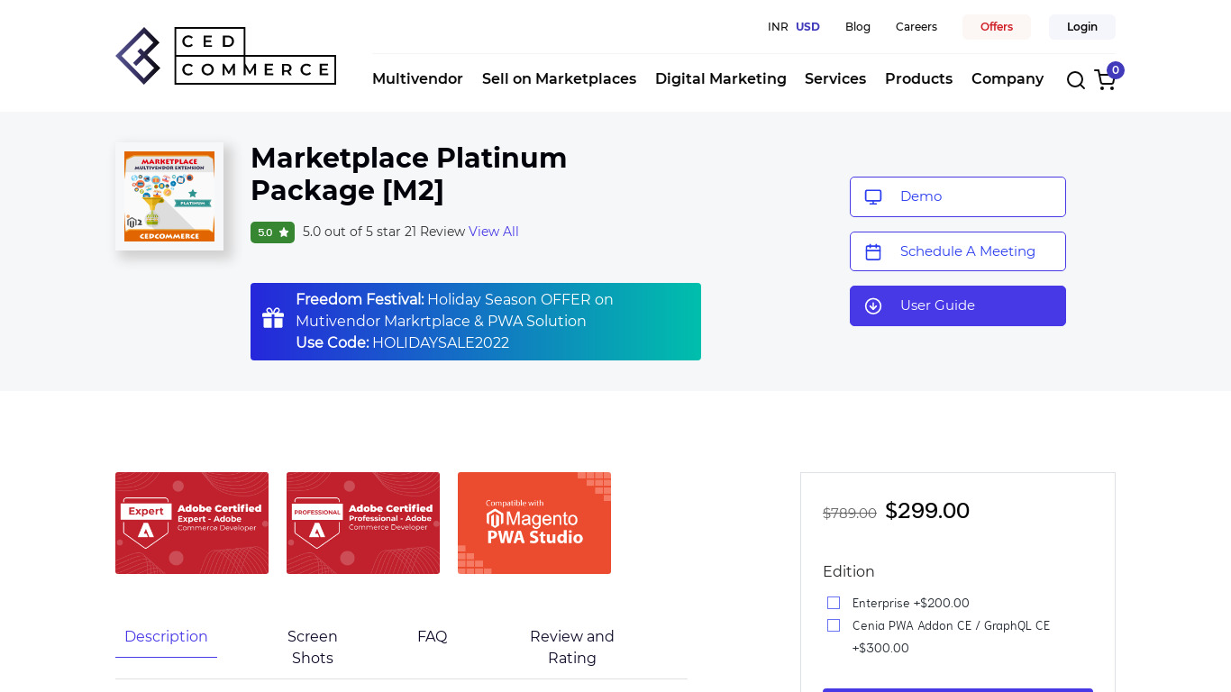 Marketplace Platinum Package [M2] Landing page