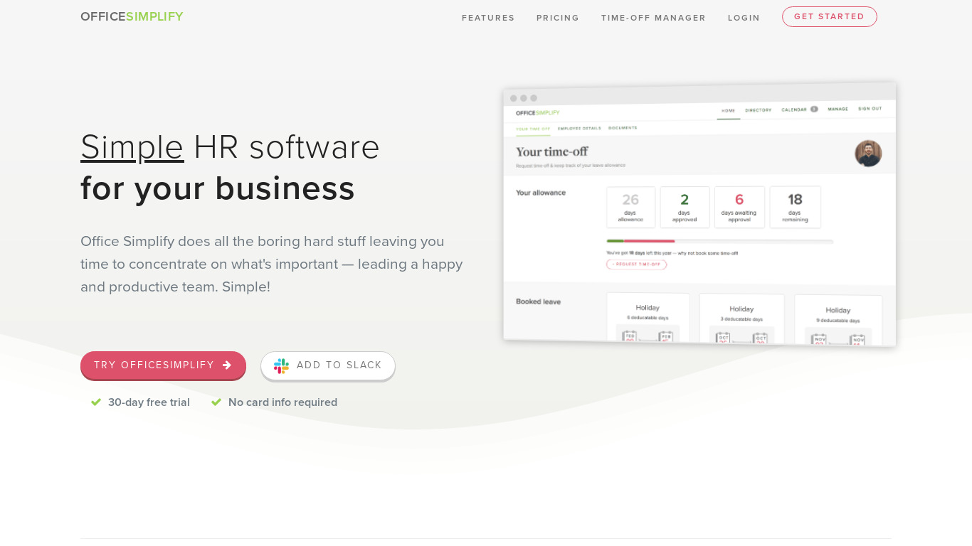 Office Simplify Landing page