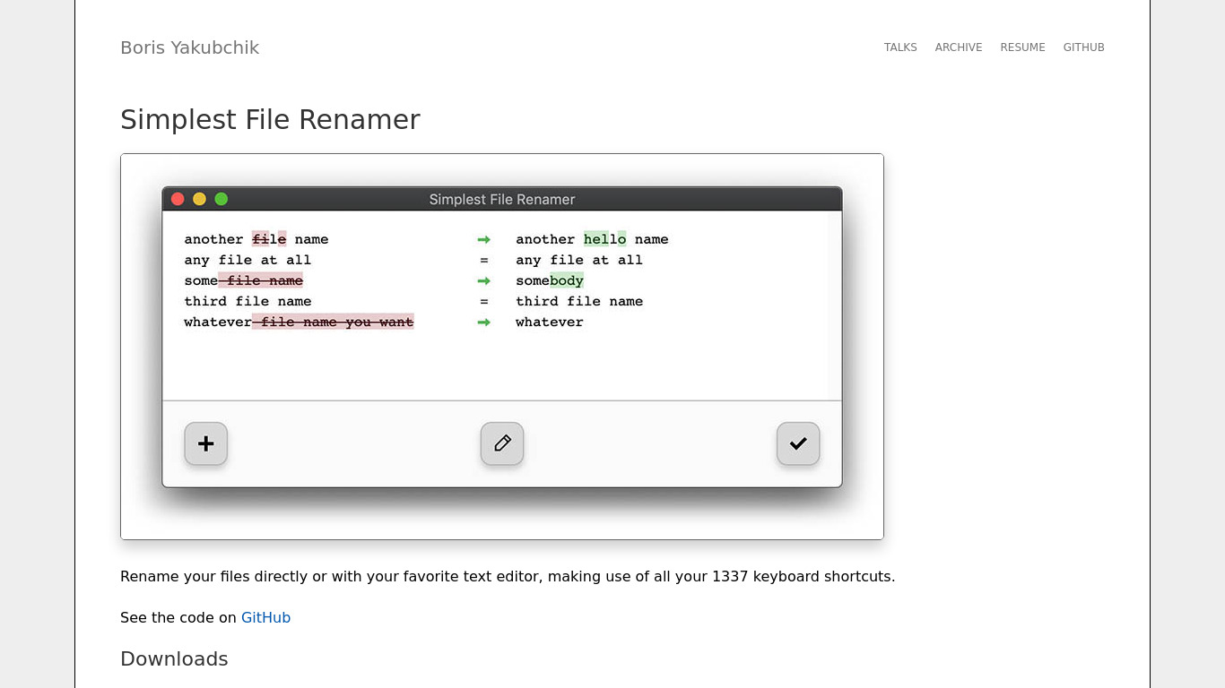 Simplest File Renamer Landing page