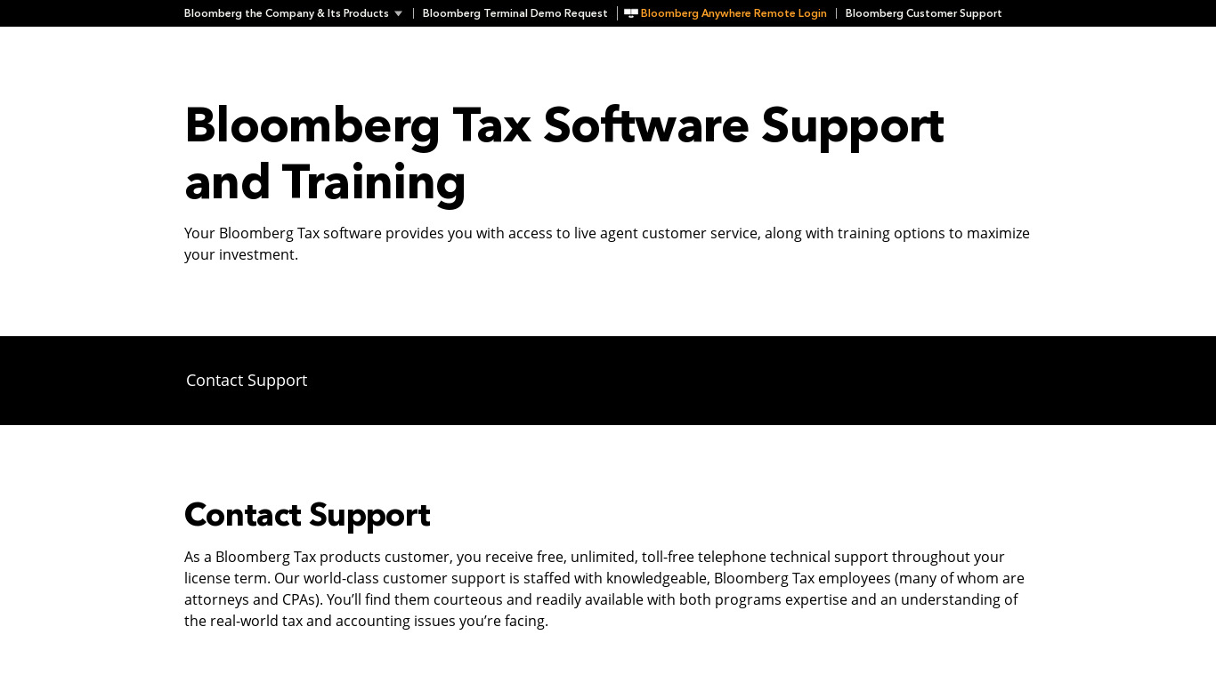 Bloomberg Income Tax Planner Landing page