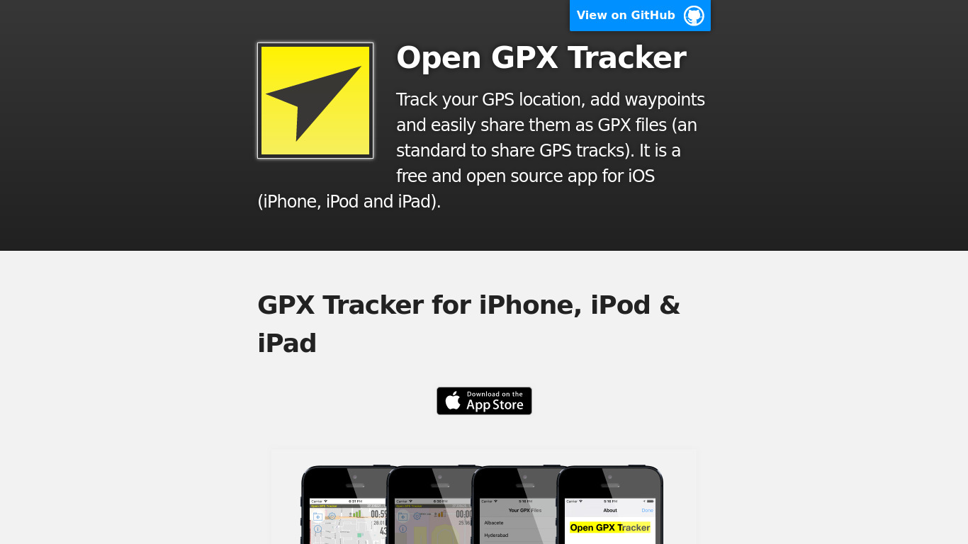 Open GPX Tracker Landing page