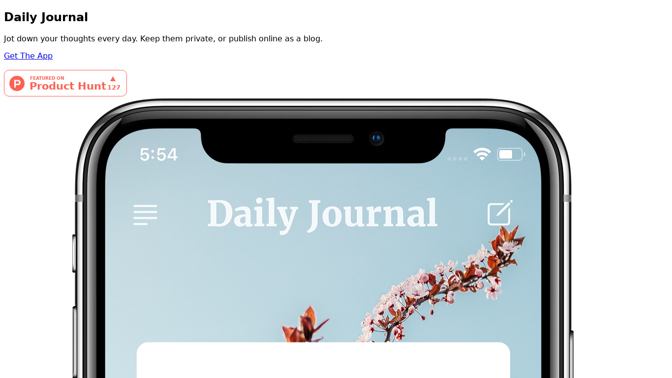 Daily Journal Landing page