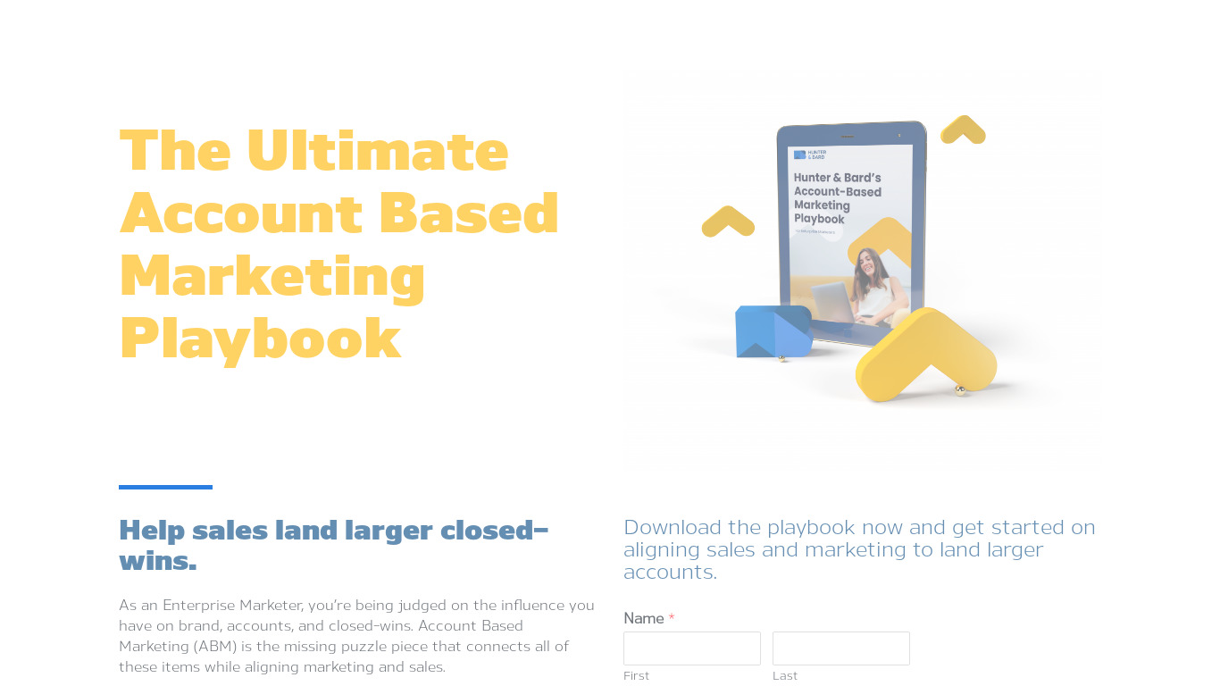 hunterandbard.com Account-Based Marketing Playbook Landing page