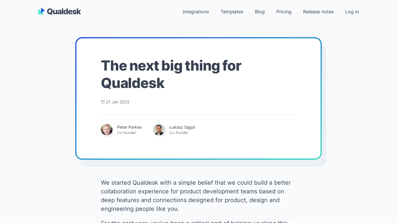 Qualdesk Insights Landing page
