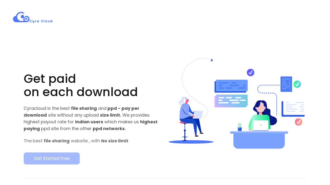 Cyracloud Landing page