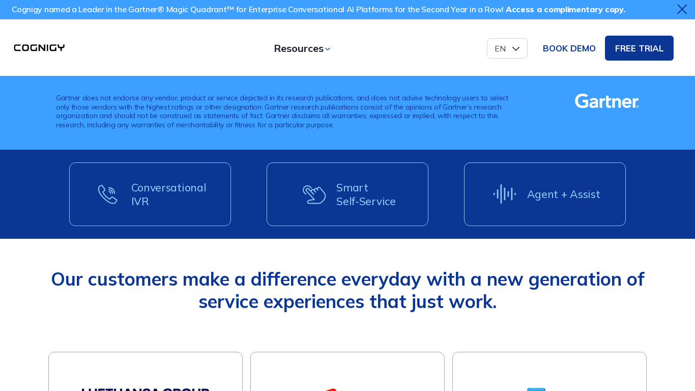 Cognigy.AI Landing page