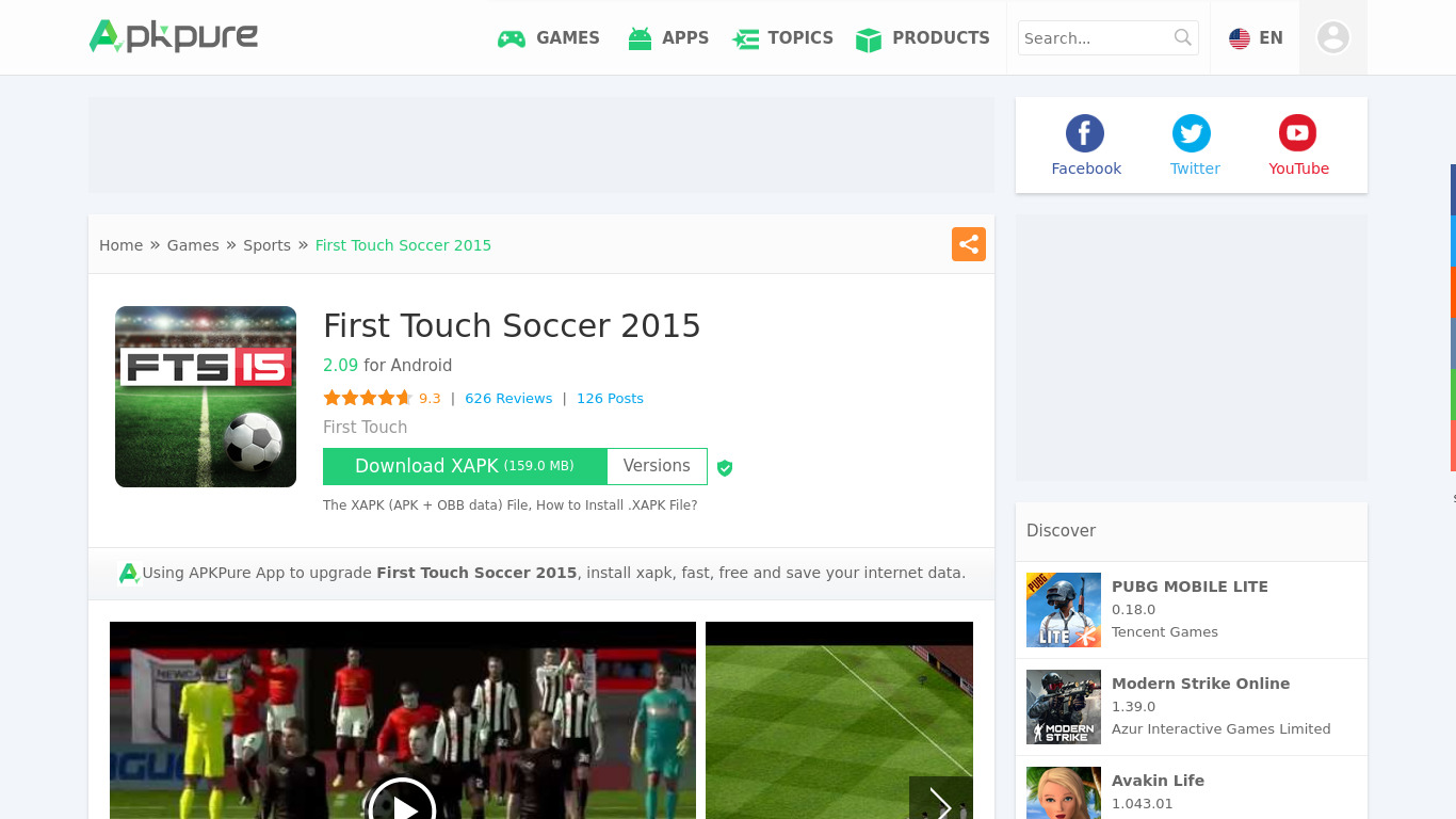 First Touch Soccer Landing page