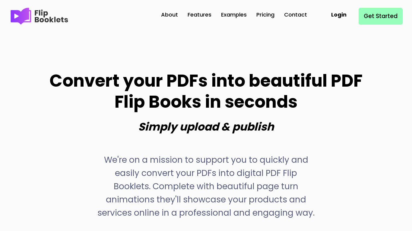 PDF Flip Books Landing page