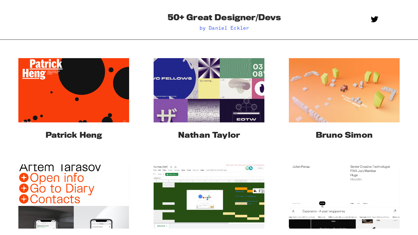 50+ Great Designers and Devs Landing page