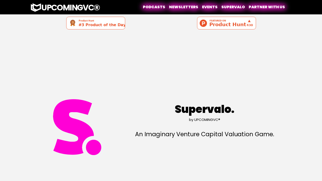 Supervalo. Landing page