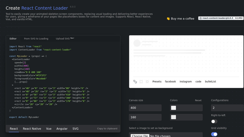 Placeholder Loader Creator Landing Page