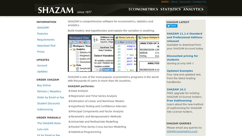 SHAZAM (statistical analysis) Landing Page