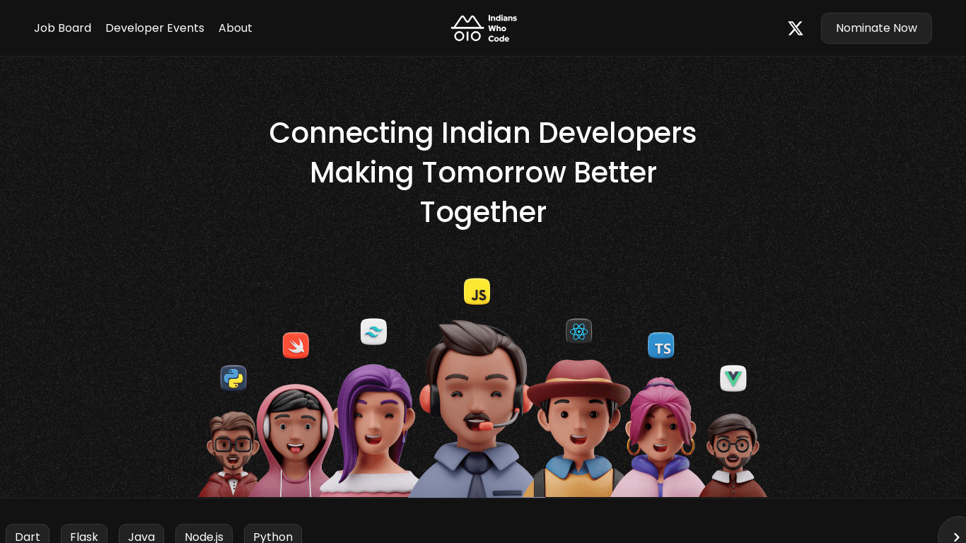 Indians Who Code Landing page
