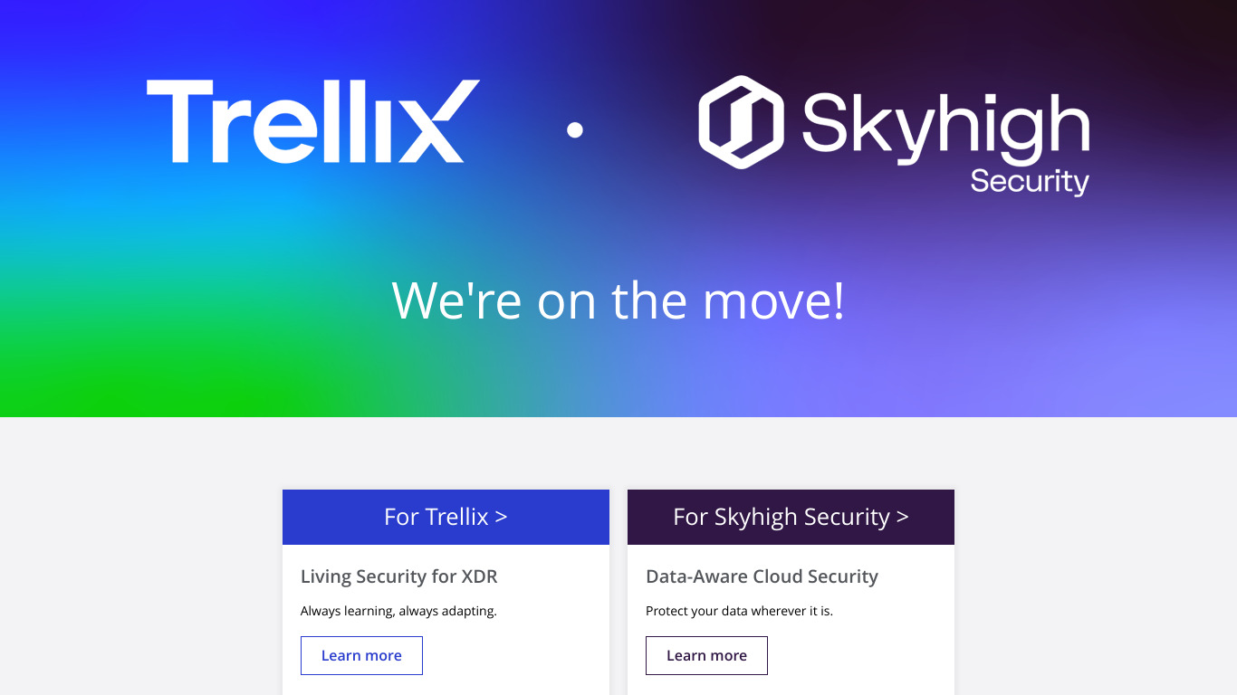 Skyhigh Network Landing page