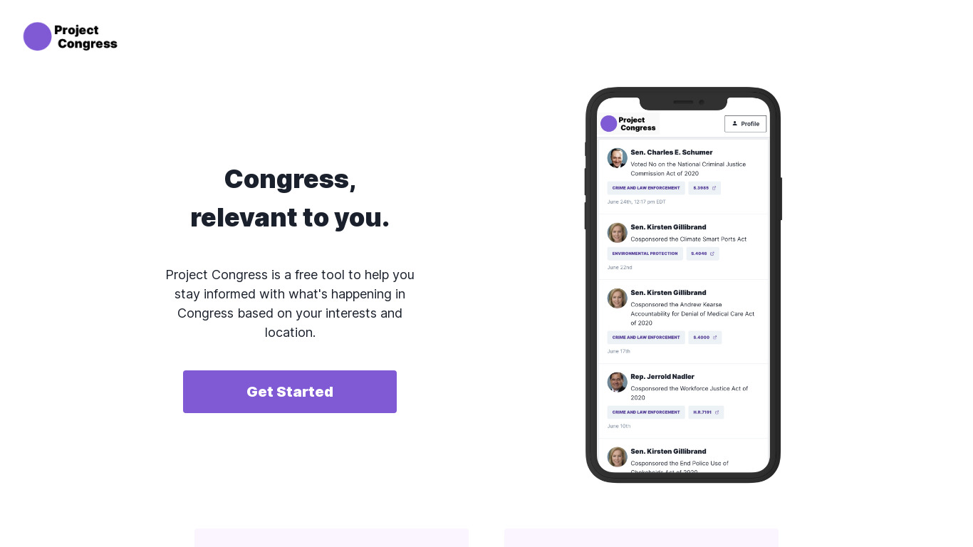 Project Congress Landing page