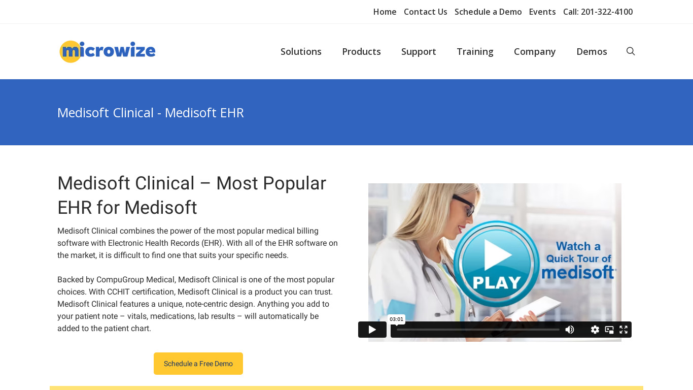 Medisoft Clinical Landing page