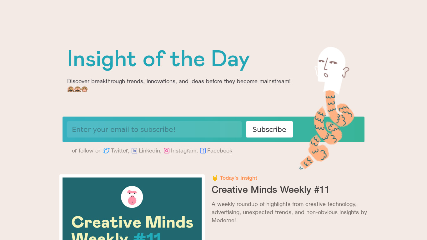 Creative Minds Weekly Landing page