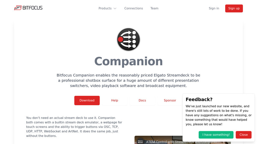 Bitfocus Companion Landing Page