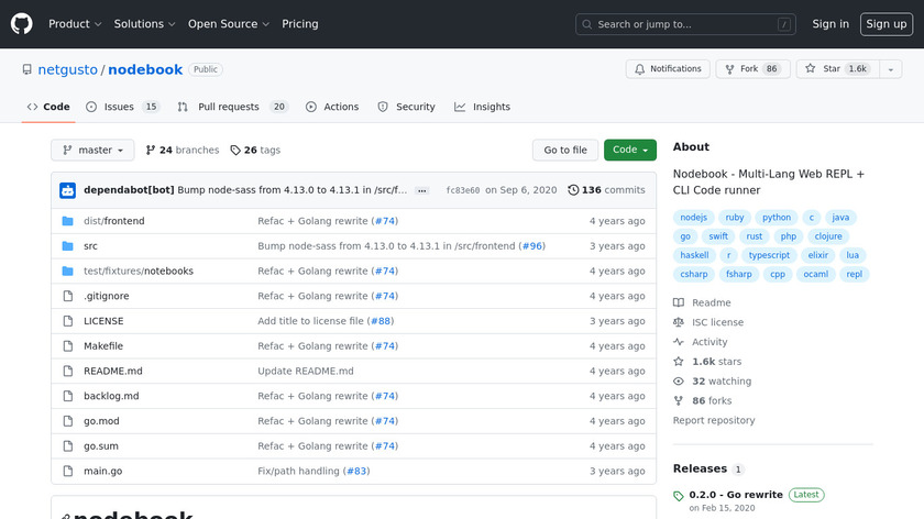 Nodebook Landing Page