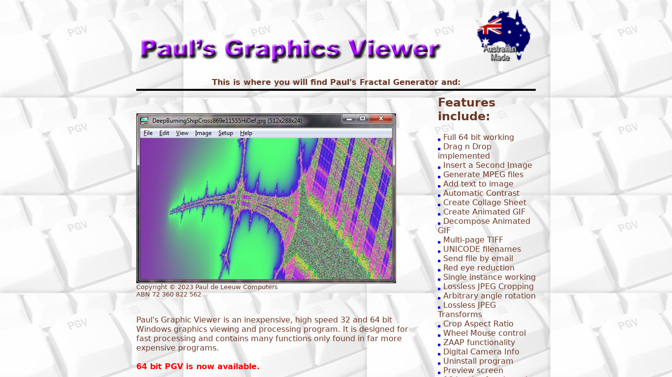 Paul's Graphic Viewer Landing page