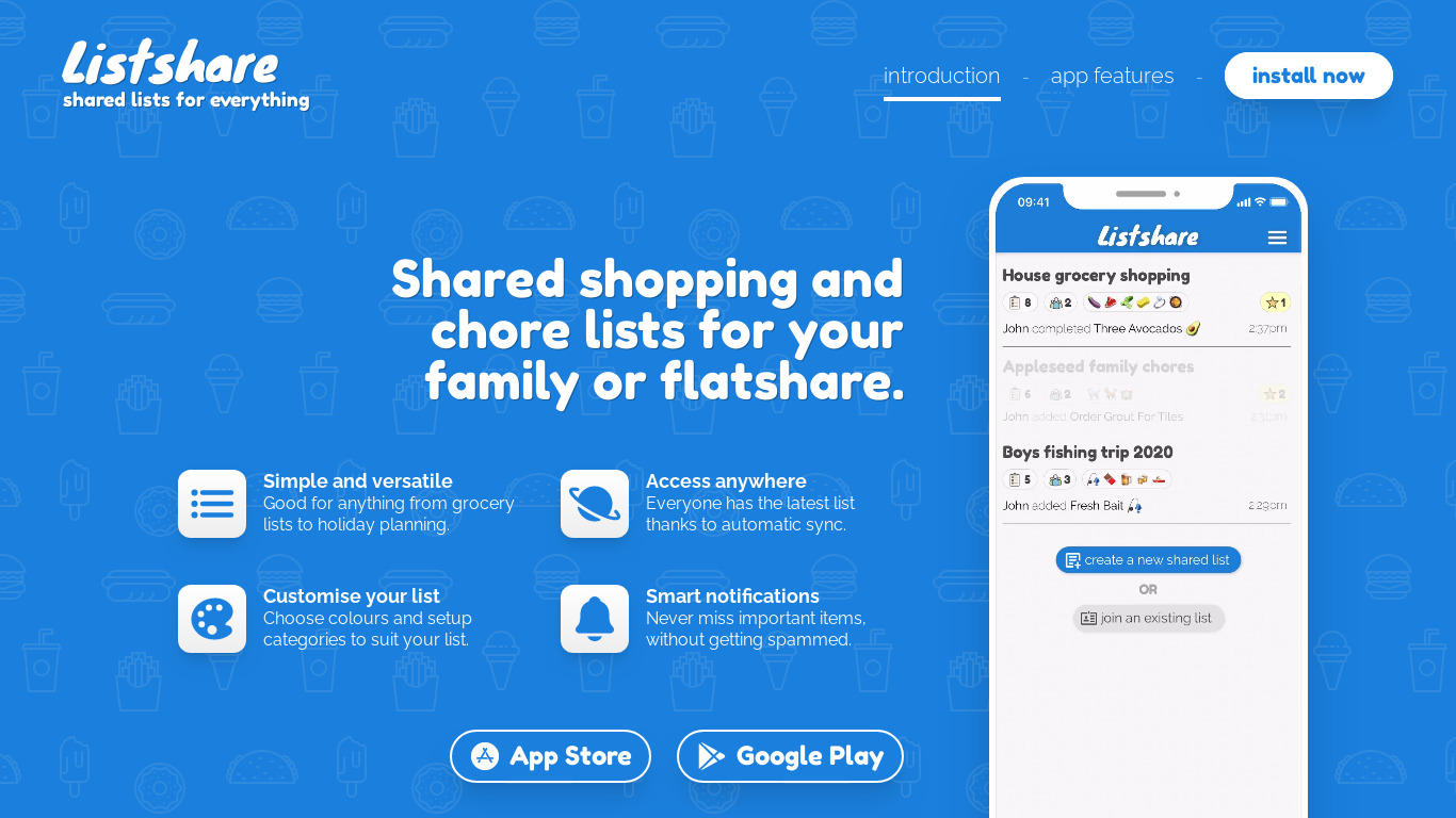 Listshare Group Lists Landing page