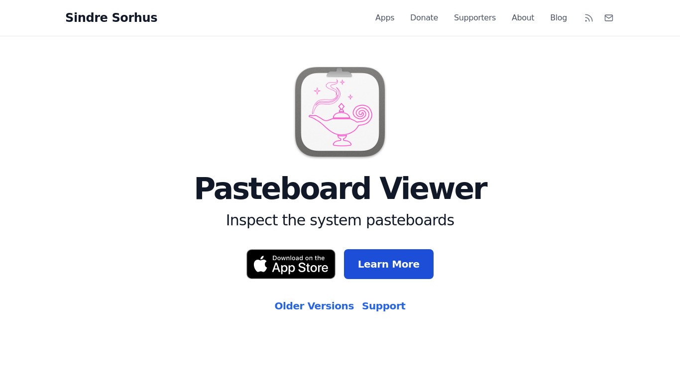Pasteboard Viewer Landing page