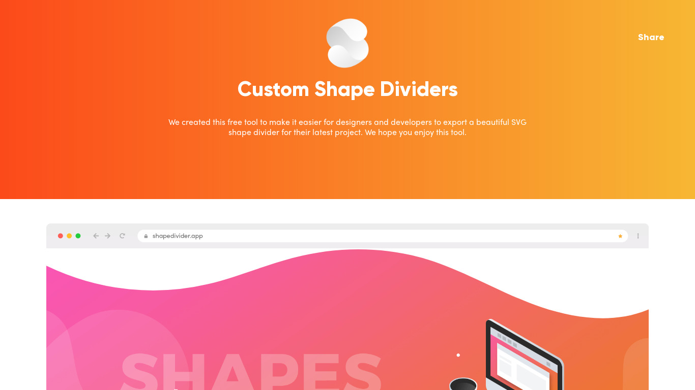 Shape Divider Landing page