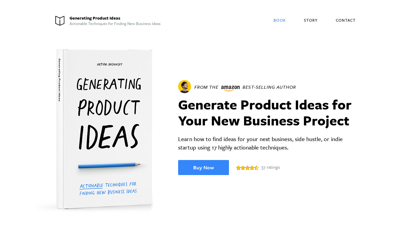 Generating Product Ideas Landing page