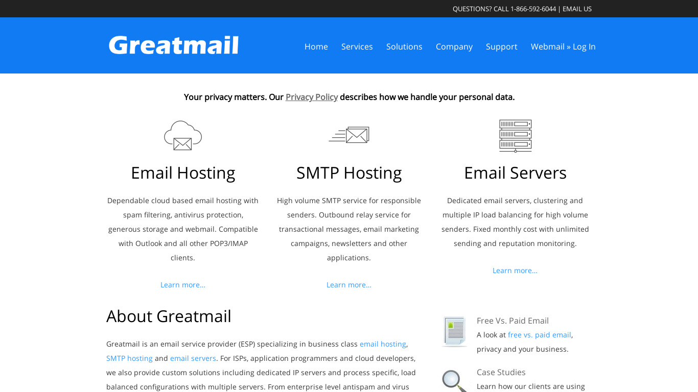 Greatmail Landing page