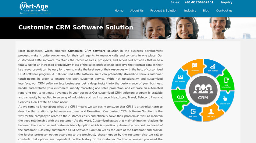 Vert-Age CRM Software Landing Page