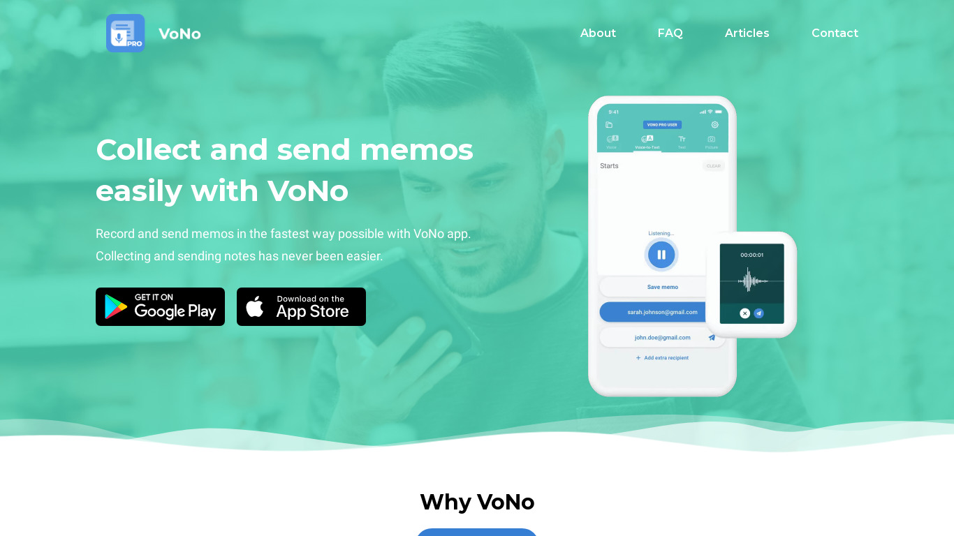 VoNo Landing page