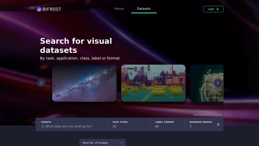 Bifrost Data Search Landing Page