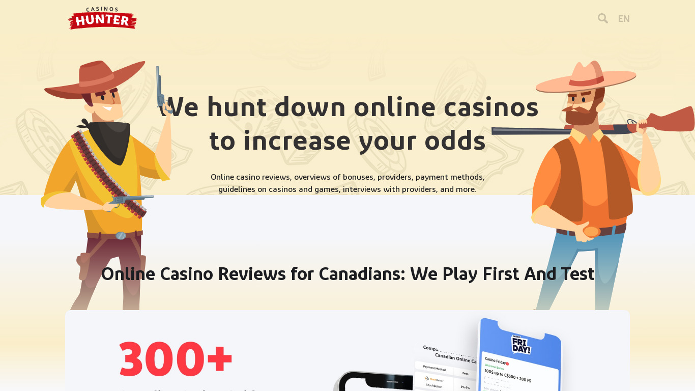 CasinosHunter Landing page
