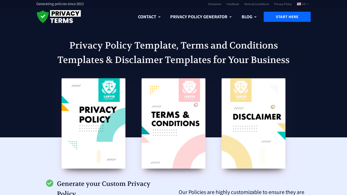 privacyterms.io Landing page