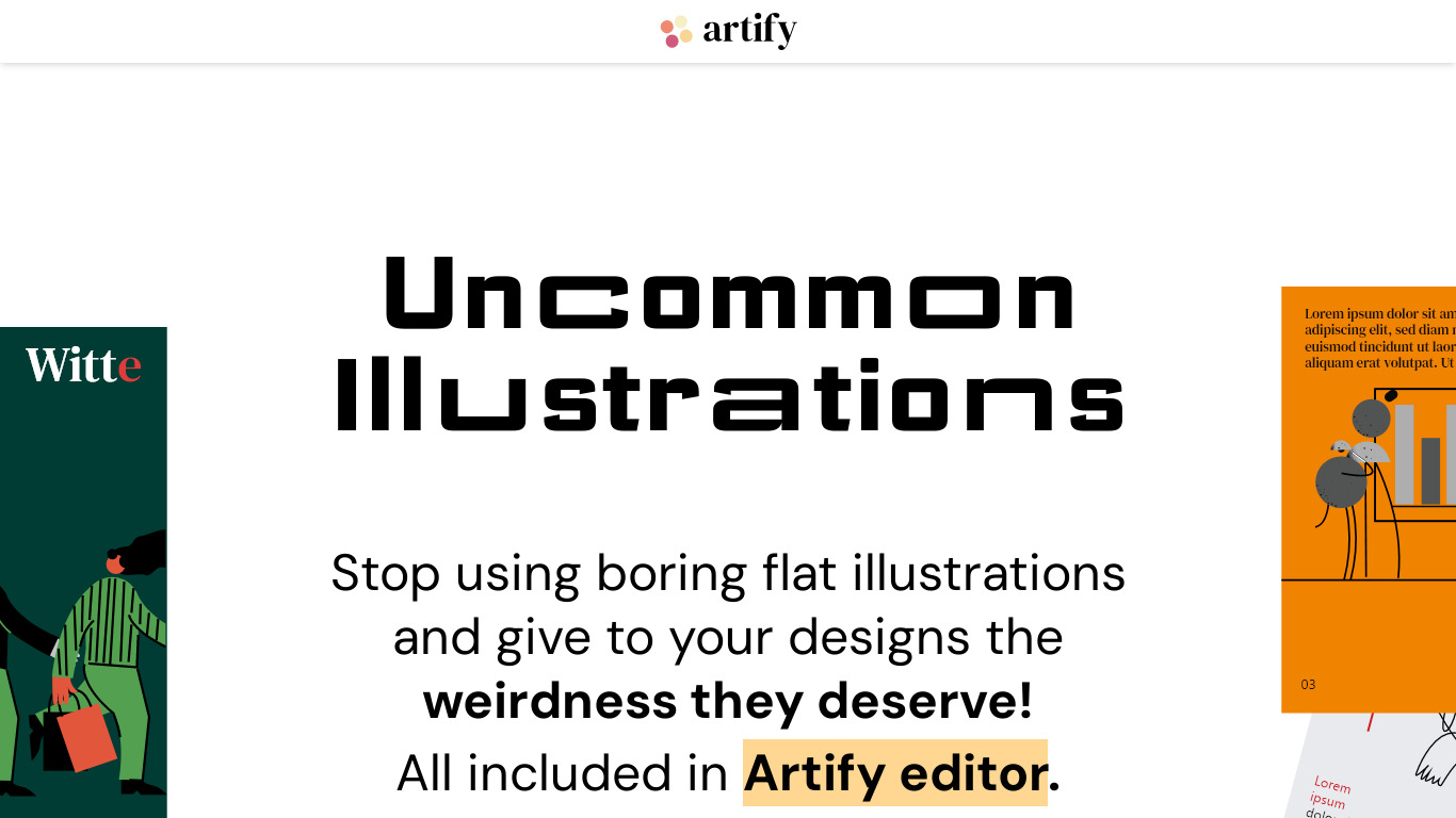 Uncommon Illustrations by Artify Landing page