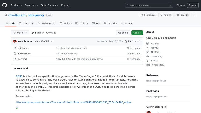 corsproxy Landing Page